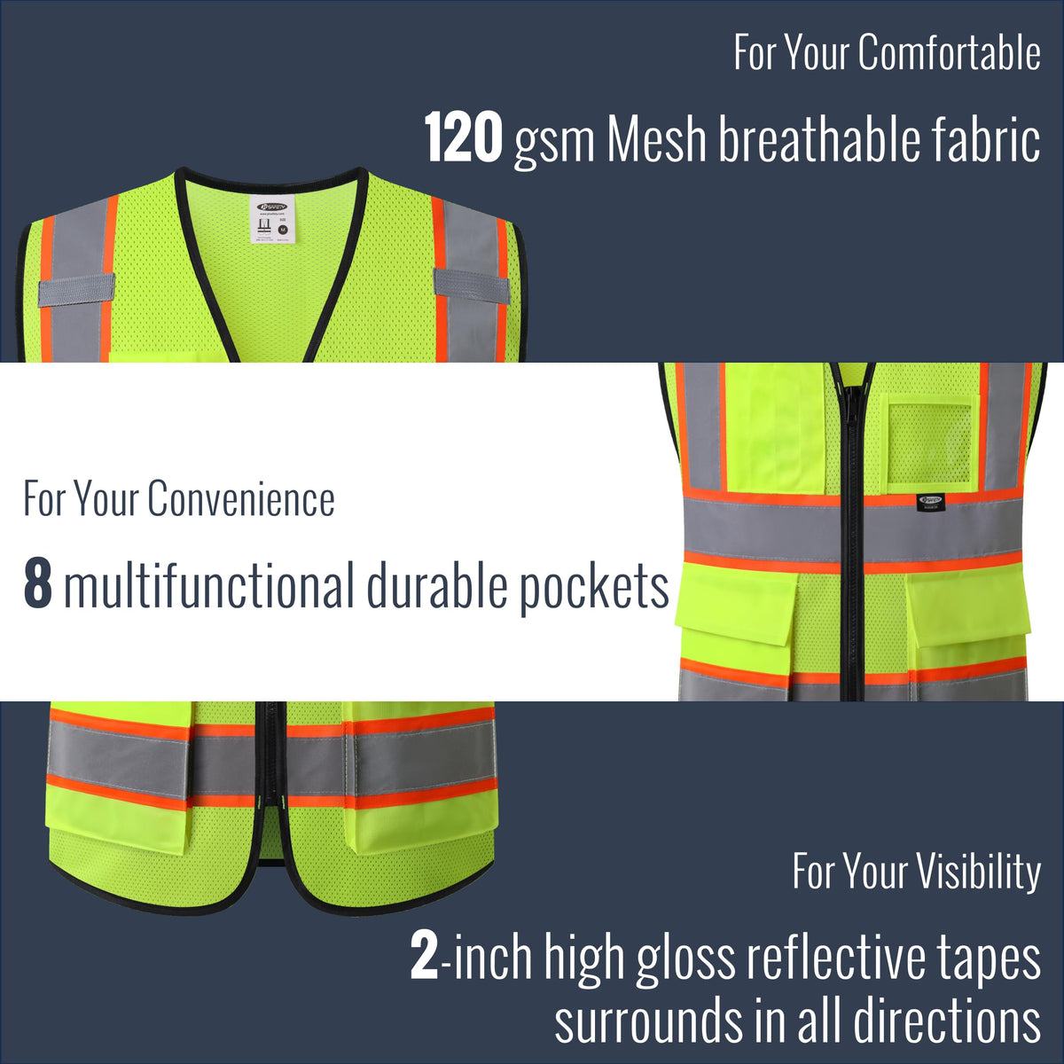 JKSafety BX320 yellow ID window pocket keeps credentials accessible on the job.