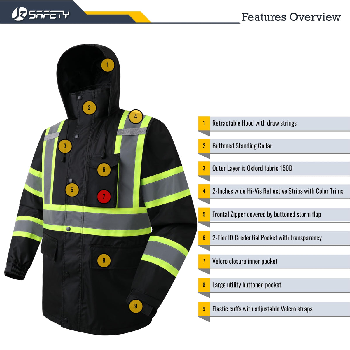 Foldable hood with drawstrings for adjustable rain protection