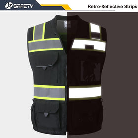 JKSafety Hi-Vis Black Surveyor Vest cushioned collar for comfort during long wear