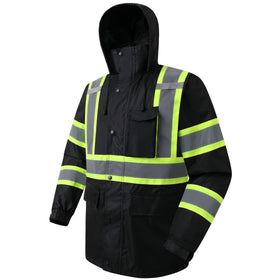 JKSafety Hi-Vis Rain Jacket front view for enhanced outdoor visibility