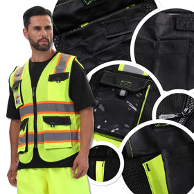 JKSafety hi-vis vest in action on work sites and bikes