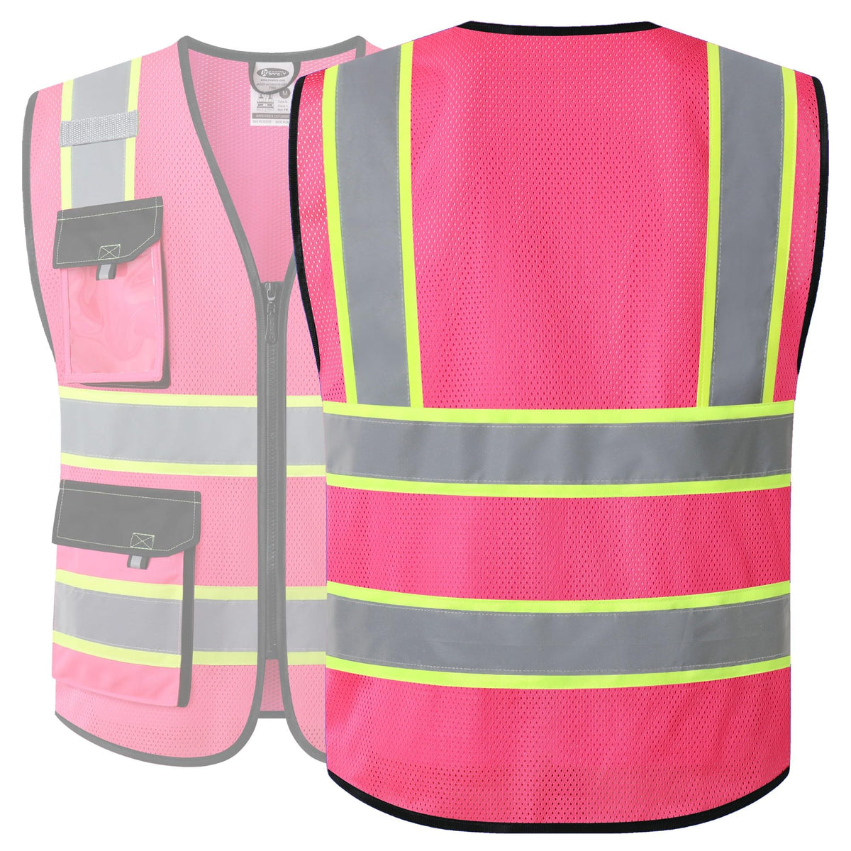 JKSafety hi-vis vest mesh fabric detail for breathable comfort.