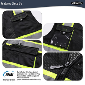 JKSafety Hi-Vis Vest features multiple pockets for tools and credentials on the go.