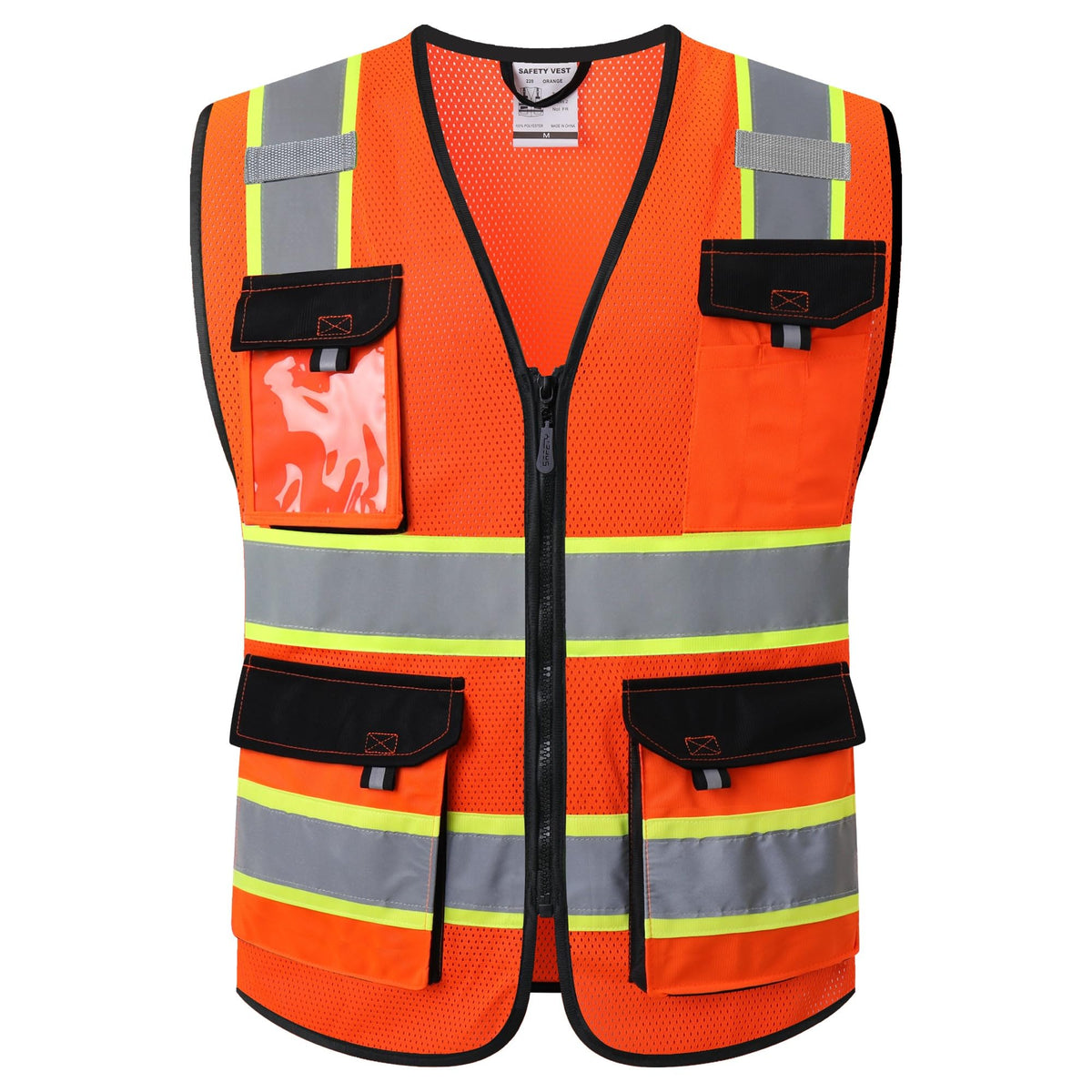 JKSafety Hi Vis Vest with neon pockets in breathable mesh for all-day safety.