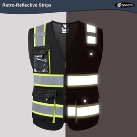 JKSafety vest shows reflective tapes across shoulders for night safety
