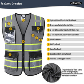 JKSafety hi-vis vest provides shoulder and chest coverage for consistent visibility