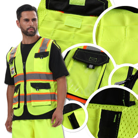 JKSafety Hi Vis Vest shoulder detail providing coverage and freedom of movement.