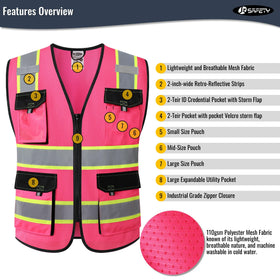 JKSafety high visibility vest suited for workers and outdoor activities like cycling.
