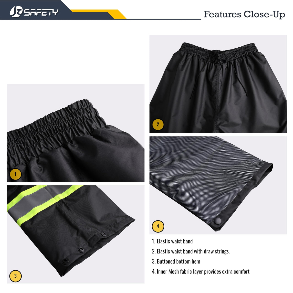 Durable 150-D Oxford fabric protects against wear in rain