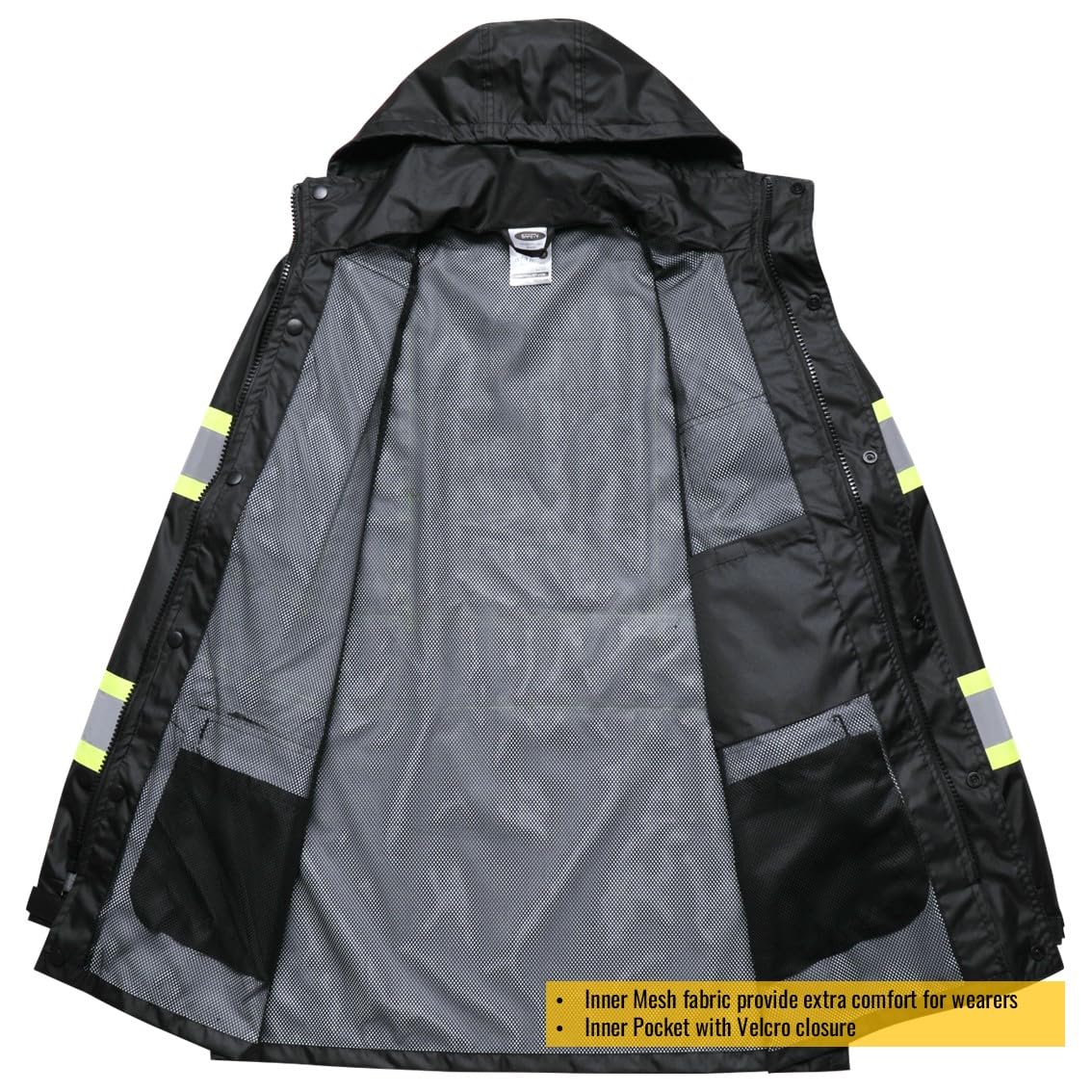 JKSafety inner mesh lining provides comfort and airflow in humid or rainy work.