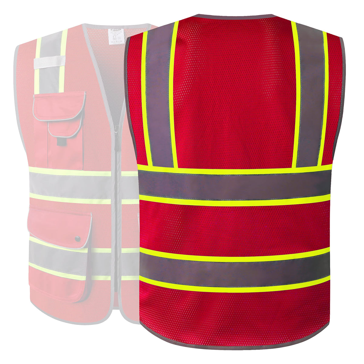JKSafety ANSI Class 2 vest in large 100-red for high-traffic scenarios