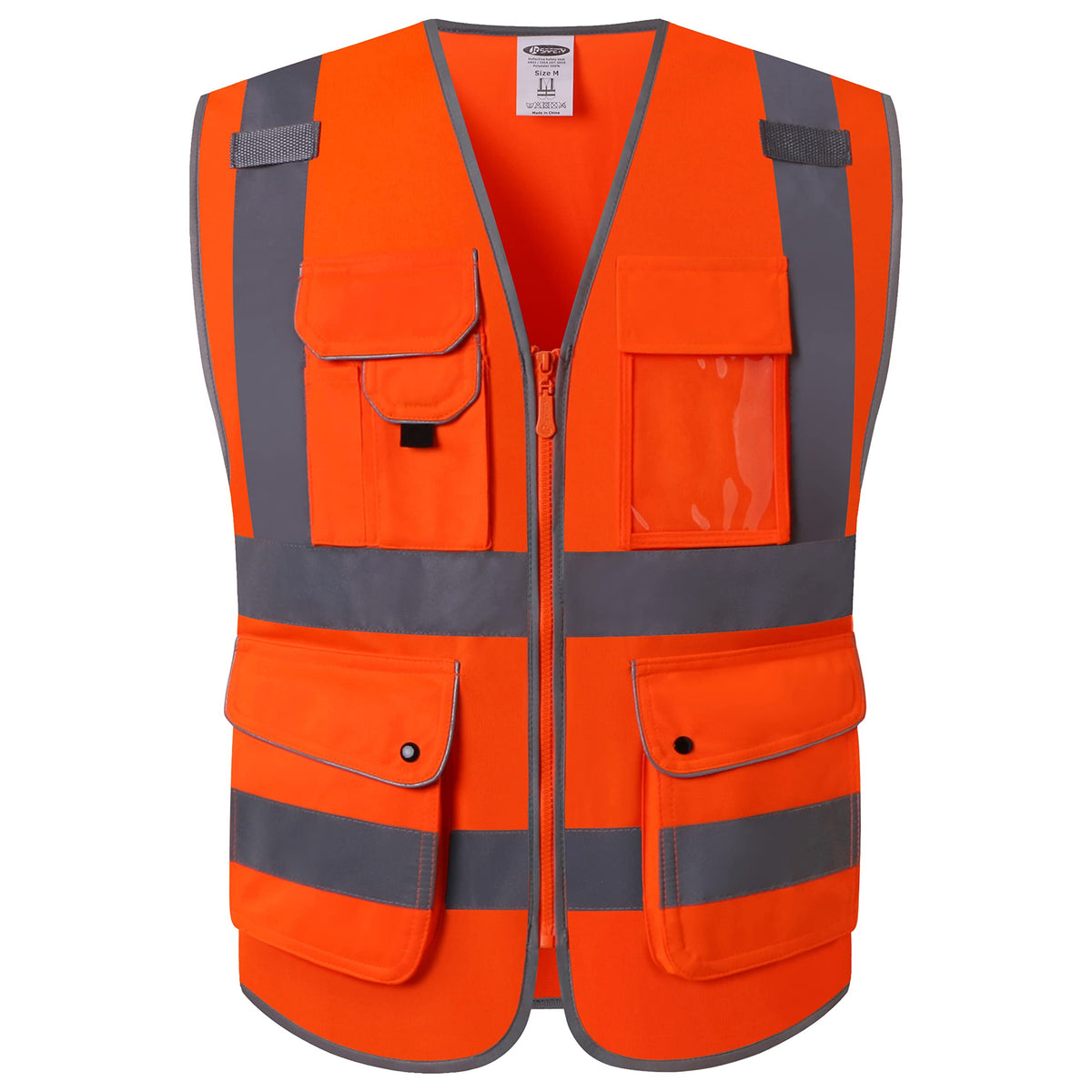 JKSafety vest front view shows 360° visibility for day and night work