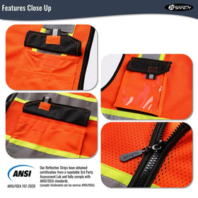 JKSafety Vest with ID window and two-tier pockets for easy gear access.