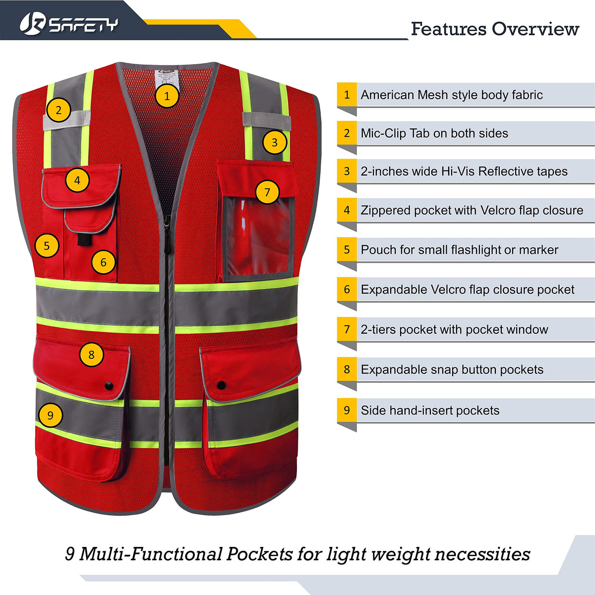 JKSafety mesh lined vest offers breathable comfort during long shifts