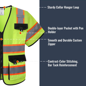 Worn outdoors, this vest delivers breathable comfort during work.