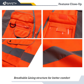 JKSafety vest with reflective strips for 360° visibility.