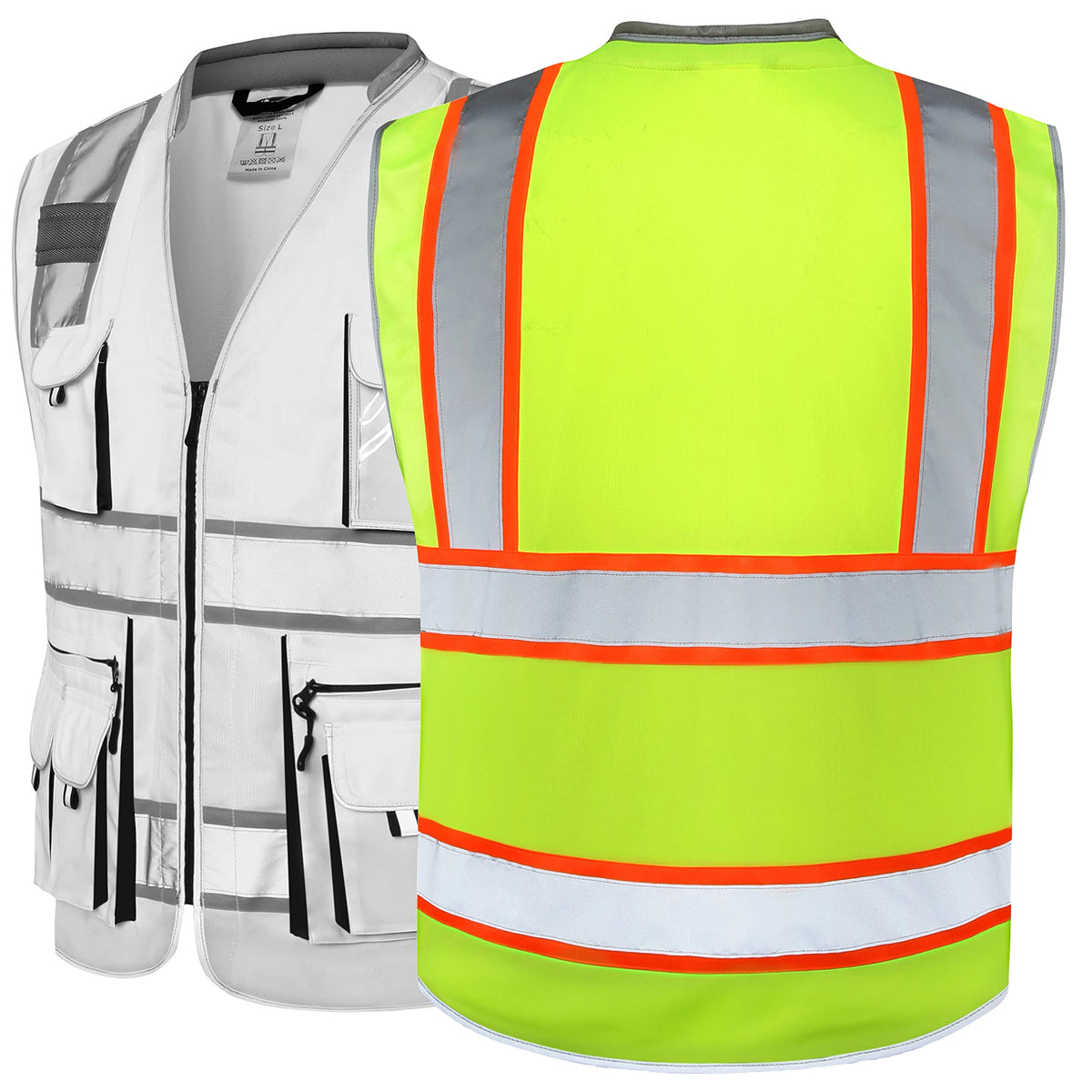 JKSafety vest reflective strips across shoulders and chest for improved safety
