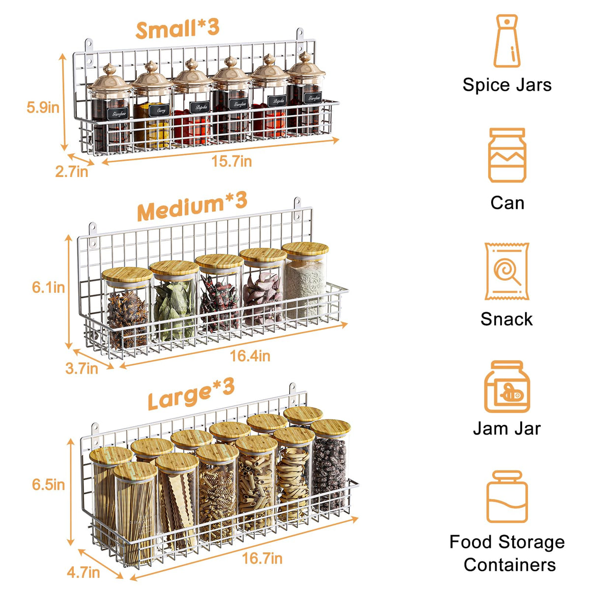 JKsmart 9-Tier Spice Rack tea bags and small items neatly organized