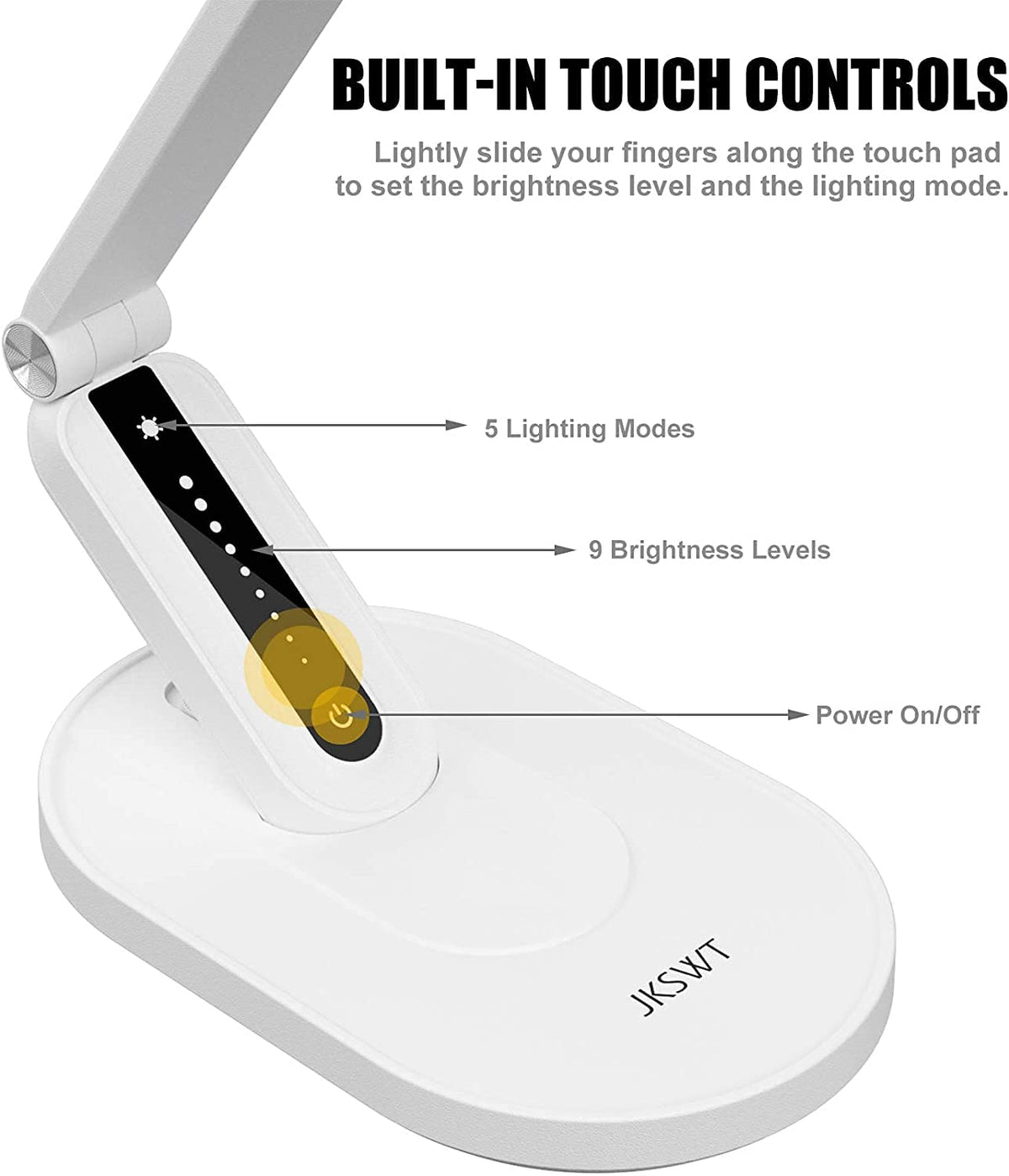 JKSWT Desk Lamp offers 5 modes and 9 brightness levels for tailored tasks