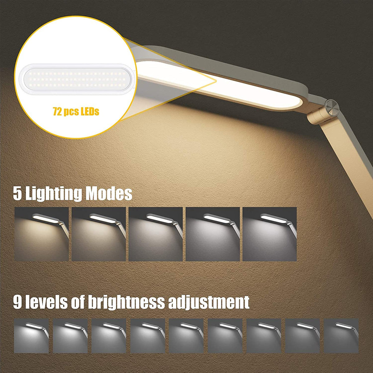 JKSWT Desk Lamp adjustable head tilts for precise light direction