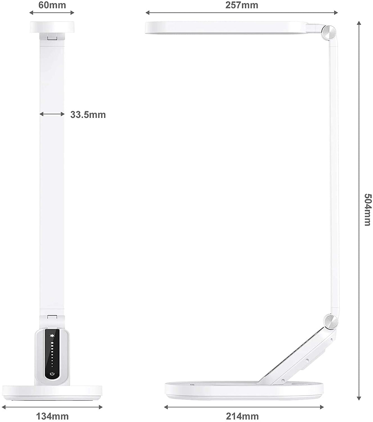 JKSWT Desk Lamp touch control panel enables quick brightness changes