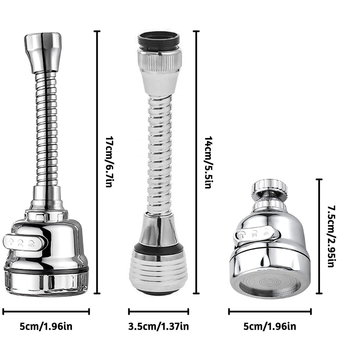 JLNGTHONG 3-mode aerator long model offers adjustable water pressure.