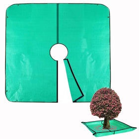 JMBay landscape pruning tarp surrounds a tree, catching leaves for quick cleanup.
