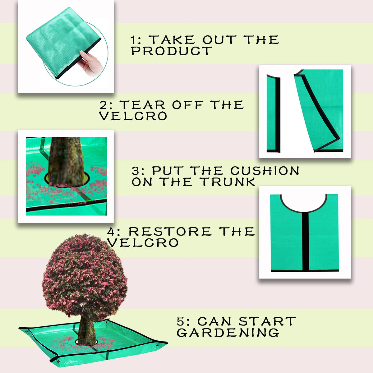 Durable polyethylene pruning tarp ready for seasonal reuse outdoors.