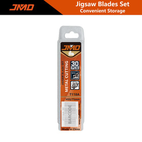 Plastic storage box included for blade organization