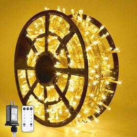 JMEXSUSS 1000 LED warm white string lights with remote illuminate large outdoor spaces.