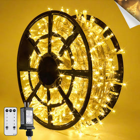 JMEXSUSS 168ft warm white outdoor string lights over patio for cozy evenings