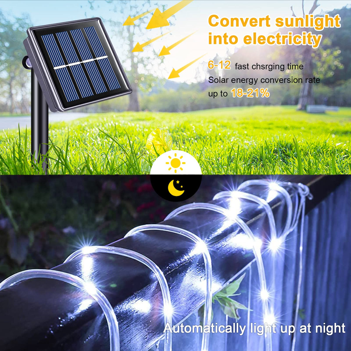 JMEXSUSS 200 LED rope light along walkway creates a guided, enchanting path
