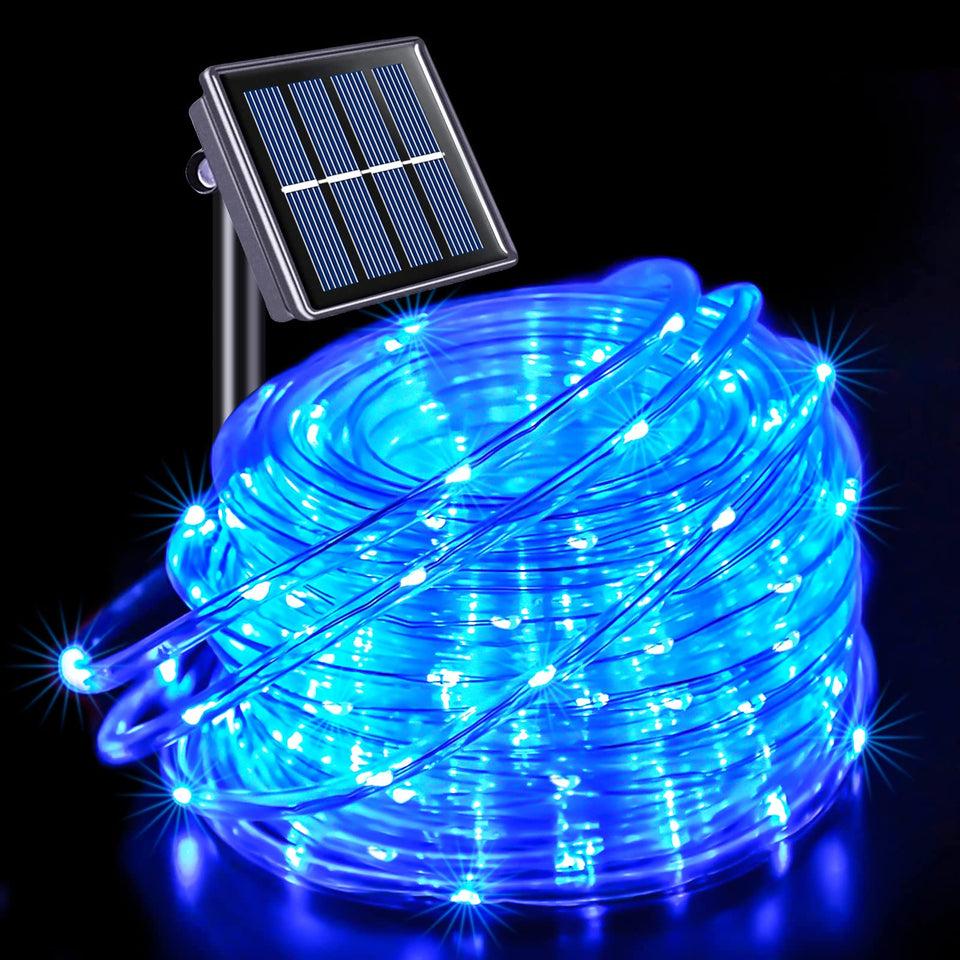 JMEXSUSS 200LED blue rope light along pool edge for night ambiance