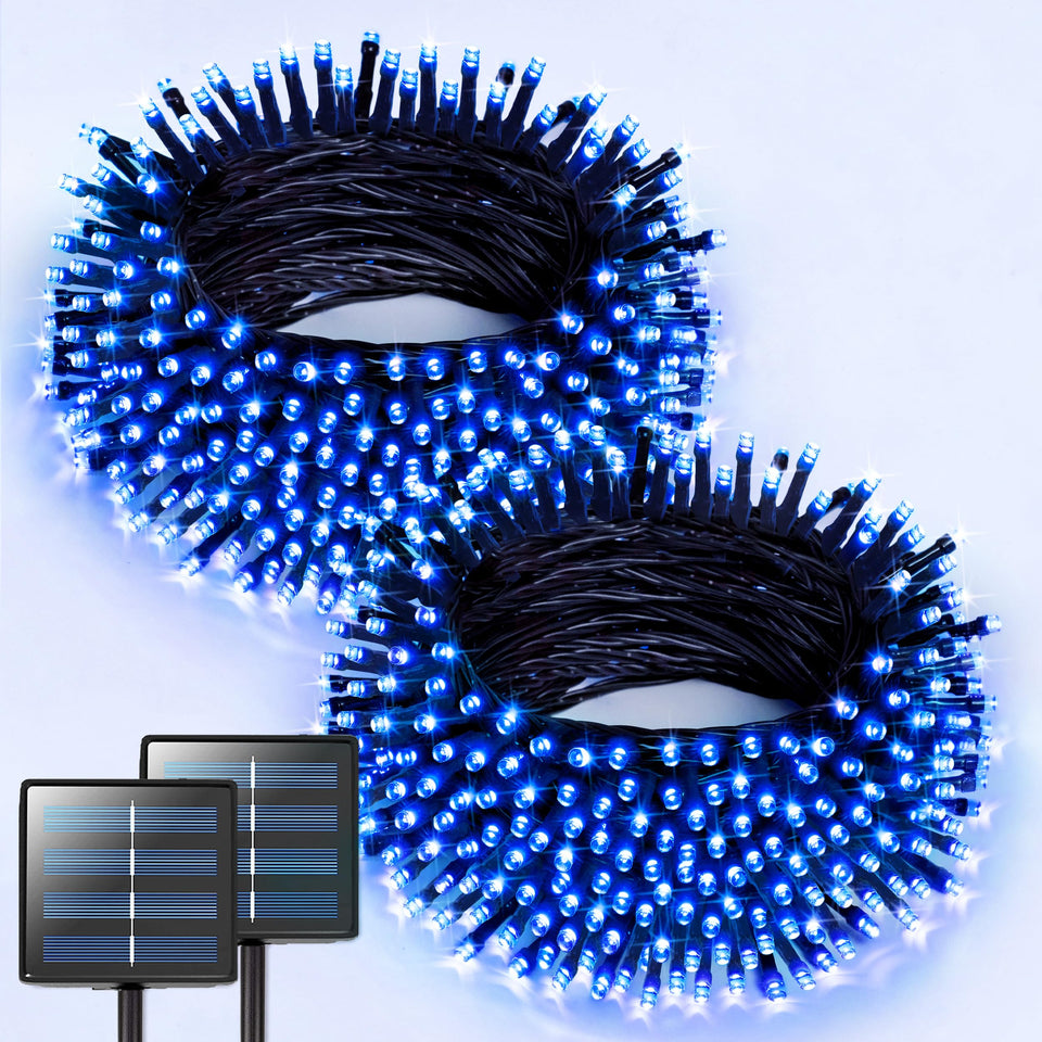 JMEXSUSS 2 pack blue beads outdoor lights for vibrant evening ambiance