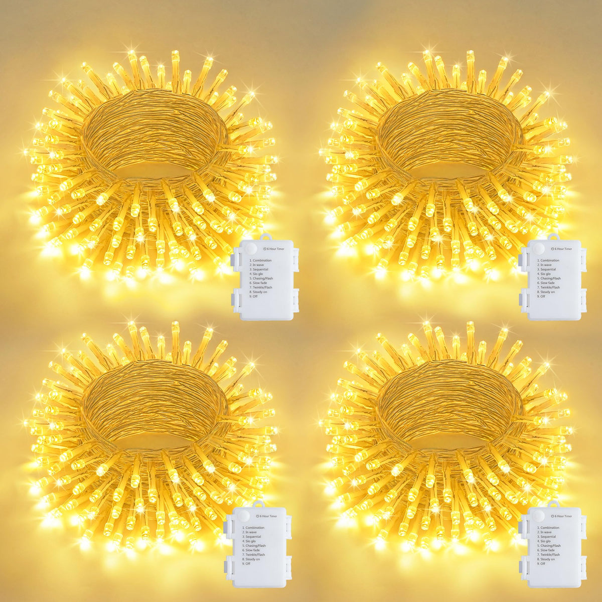 JMEXSUSS four-pack 50-LED outdoor lights illuminate the patio with a warm glow.