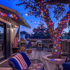 JMEXSUSS 66ft patriotic light string for spacious outdoor decorating.