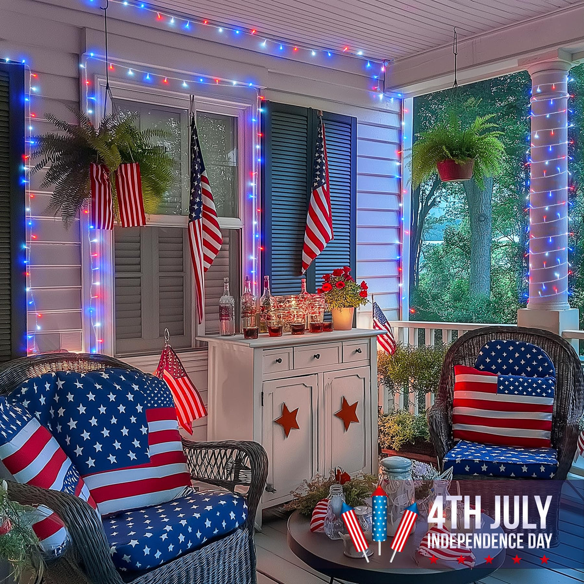 JMEXSUSS 8-modes patriotic light controller for versatile ambiance options.