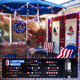 JMEXSUSS clear-wire red white blue LEDs perfect for July 4th celebrations.