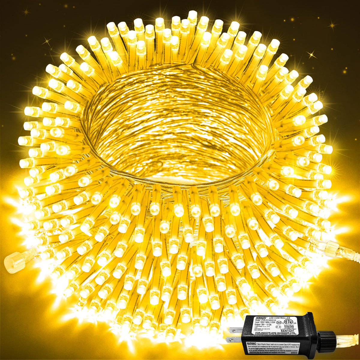JMEXSUSS connectable warm white lights illuminate large trees with expansive reach