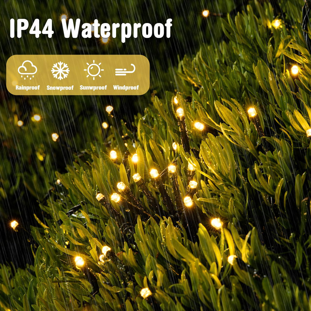 JMEXSUSS green-wire lights blend with garlands and foliage