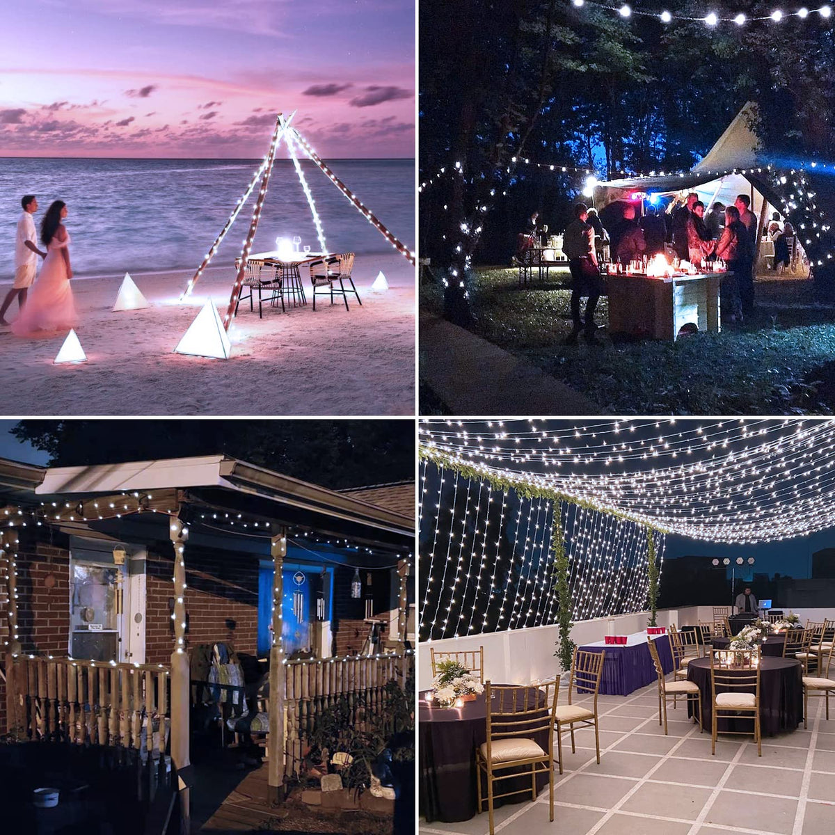JMEXSUSS IP65 waterproof solar string lights withstand rain for outdoor use.