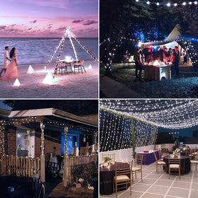 JMEXSUSS IP65 waterproof solar string lights withstand rain for outdoor use.