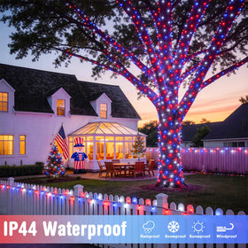JMEXSUSS patriotic lights along a patio railing elevate outdoor gatherings