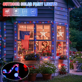 JMEXSUSS patriotic string lights highlight porch and garden decor