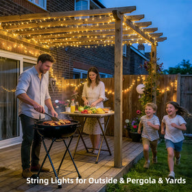 JMEXSUSS pergola lights setup for outdoor gatherings