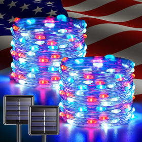 JMEXSUSS red white blue solar lights illuminate outdoor spaces for celebrations