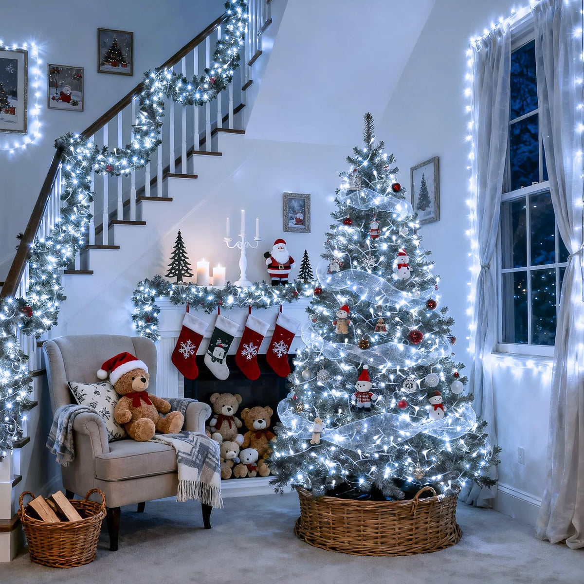 JMEXSUSS roofline outline 66ft LED lights for seamless holiday coverage.