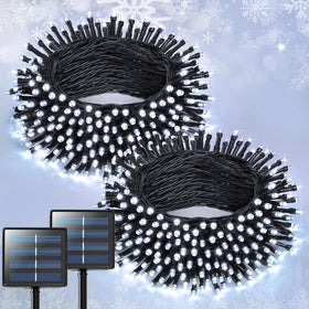 JMEXSUSS solar panel with outdoor string lights for efficient charging.