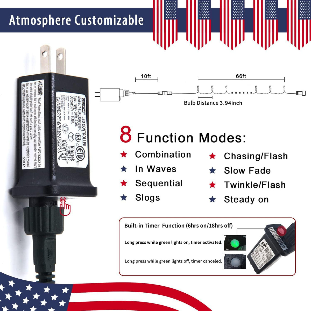 JMEXSUSS Timer function helps effortless evening setup and reuse.