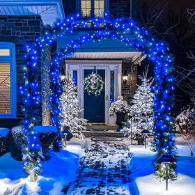 JMEXSUSS blue light wrapped around a tree for festive ambience